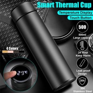 Smart Cup Flask With LED Temperature Display Hot and Cold Mode - Black